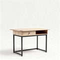 Scrivania in legno di rovere con cassetto e struttura in metallo 120 x 60 x 75cm