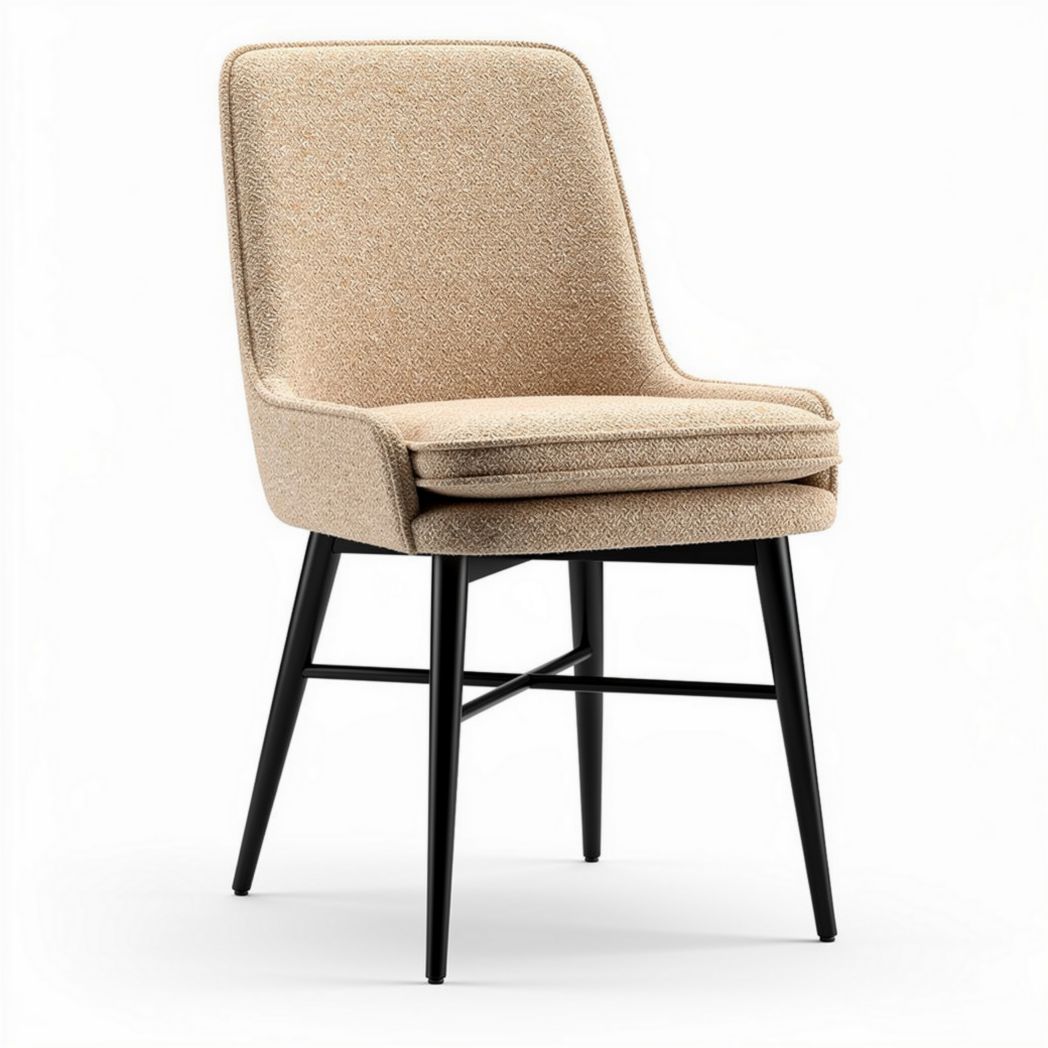 Sedia moderna in tessuto grigio e legno con dimensioni 45 x 45 x 85cm