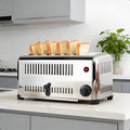 Tostapane Commerciale ad Alta Potenza da 3200 W, 6 Fette, in Acciaio Inox, Timer da 1 a 5 Minuti, con Vassoio Raccogli Briciole, Adatto per Uso Domestico, nei Ristoranti e in Panetteria.