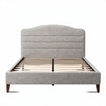 Letto matrimoniale in tessuto grigio con rete a doghe 200 x 160 x 120cm