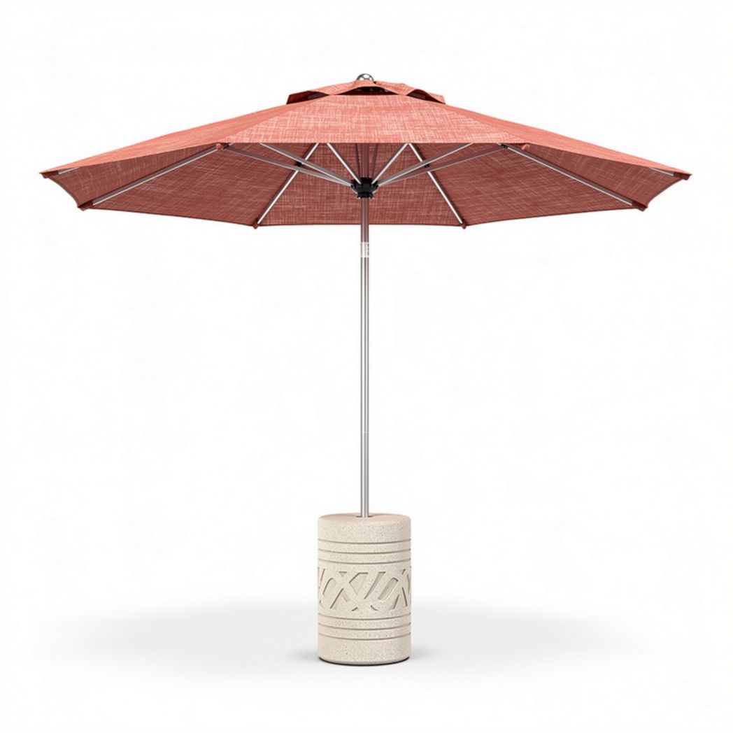 ombrellone da giardino con base in cemento rosso 200 x 200 x 250 cm