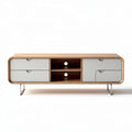 Mobile da soggiorno in legno con cassetti bianchi e struttura in metallo 120 x 40 x 45cm