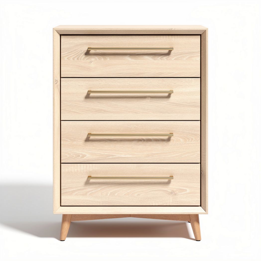 Comò in legno di pino con quattro cassetti 60 x 40 x 80cm colore naturale