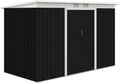 Outsunny Casetta da Giardino 3.2m² in Acciaio Zincato con Kit Fondazione, Prese d'Aria, Capanno Porta Attrezzi con Tetto Inclinato, Doppia Porta Scorrevole Bloccabile, Grigio-Nero