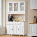 Armadio con piano di lavoro, armadietto a buffet con LED, credenza alta, Armadio per alimenti di grande capacità a 6 ante, 100x38x180cm