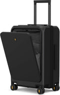 LEVEL8 Valigia 20 con Tasca Frontale, Trolley Bagaglio a Mano con Porta di Ricarica, Trolley Rigidi in PC con 4 Ruote da 55 cm, 35L, TSA, Nero