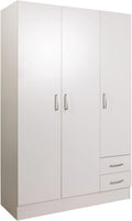 COMPOSAD | Easy Line Wardrobe with 3 Doors and 2 Drawers, Bedroom, Wardrobe with Doors, Dimensions (WxHxD) 119.5 x 184.5 x 46 cm, White, Made in Italy