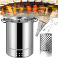 Barbecue Verticale a barile, fornello sospeso, affumicatore, Barbecue a carbonella, Barbecue in Acciaio Inox, Barbecue a barile in Rete (Argento 30 * 30 * 41 cm)