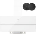 IsEasy Cappa Cucina, Cappa Aspirante 90 cm, 571 m³/h Aspirazione, 4 Livelli di Regolazione, Staffa Inclinazione 45°, 1-9 Min Spegnimento Ritardato, 61dB, Bianco, Efficienza A++