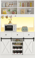 Credenza, Credenza Cucina con Illuminazione a LED, Presa Elettrica, Mobile Buffet, Scaffale Rimovibile, 3 Cassetti, Ripiani Regolabili, Grande Spazio, Cucina, Sala da Pranzo, 103.5*40*180 cm, Bianca