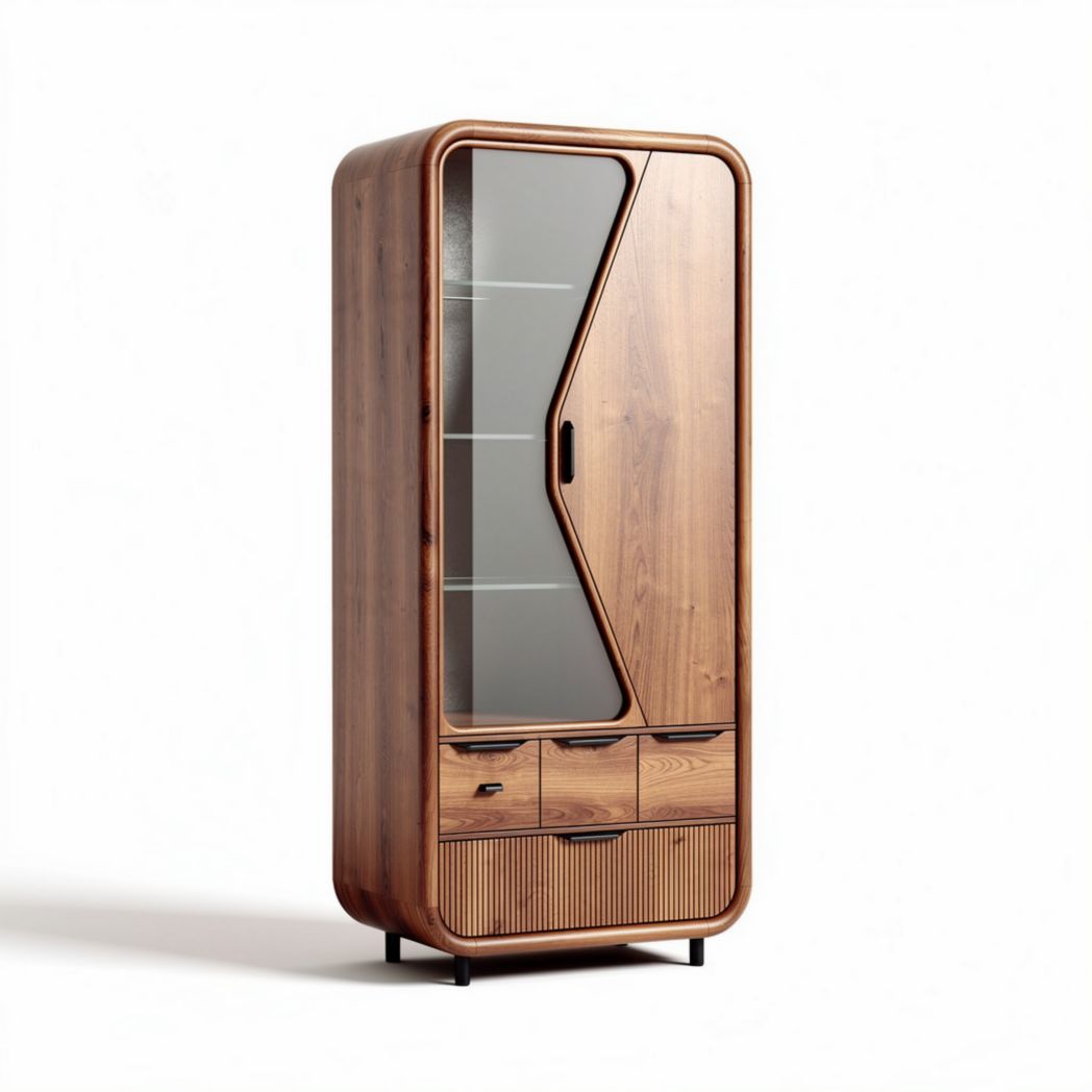Vetrina in legno con ante in vetro e cassetti dimensioni 80 x 40 x 180cm