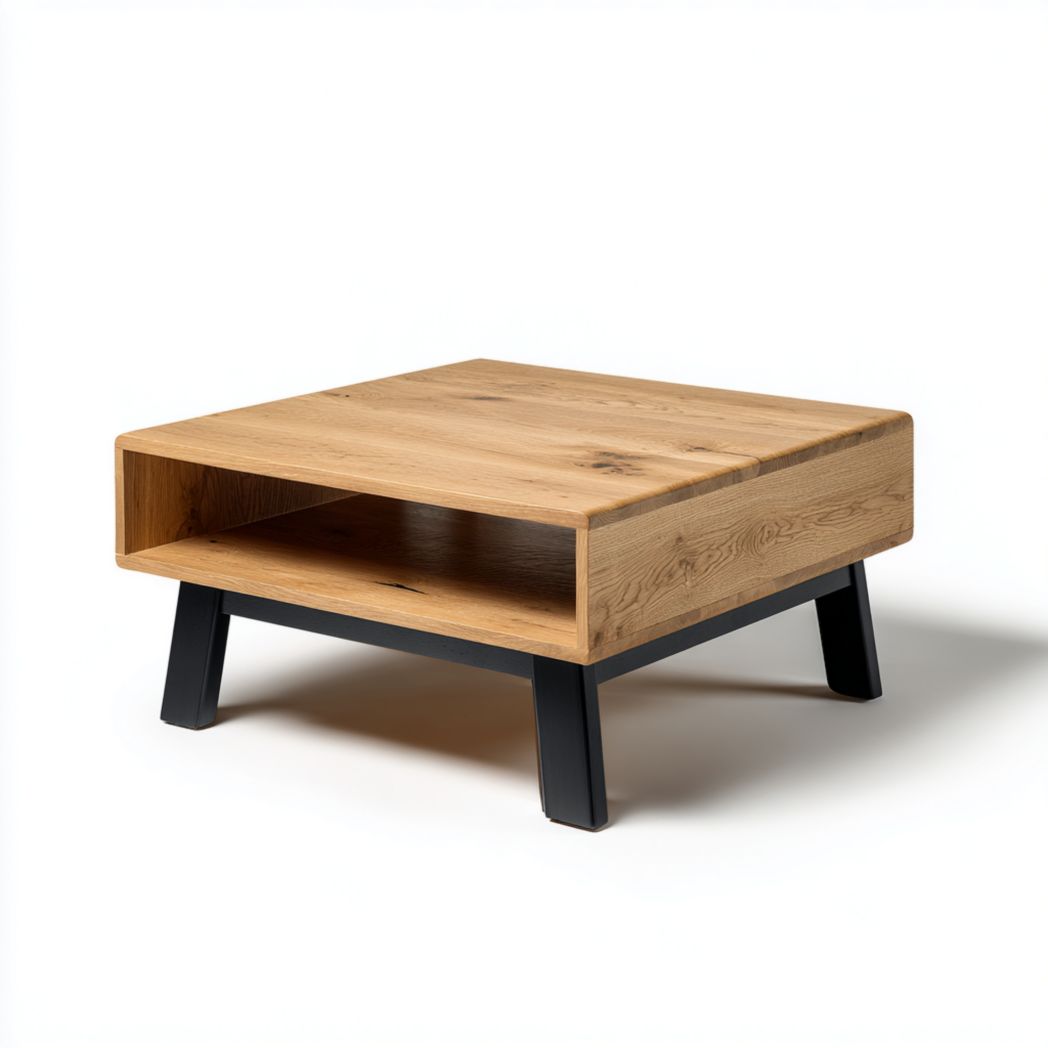 Tavolino da caffè in legno di noce con struttura in metallo 120 x 60 x 40cm