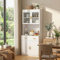 VOWNER Credenza Cucina Alta, Cucina Dispensa, Mobile Buffet, Mobile Dispensa con 4 Armadietti, Armadio Dispensa, 2 Ripiani Regolabili, MDF, 80L x 40W x 181H cm (Bianco)