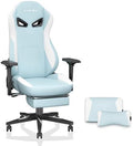 Sedia da gioco in tessuto bianco-blu – Sedia ergonomica da ufficio con supporto per testa e lordosi, regolabile in altezza, inclinabile 90°-155°, portata 136 kg