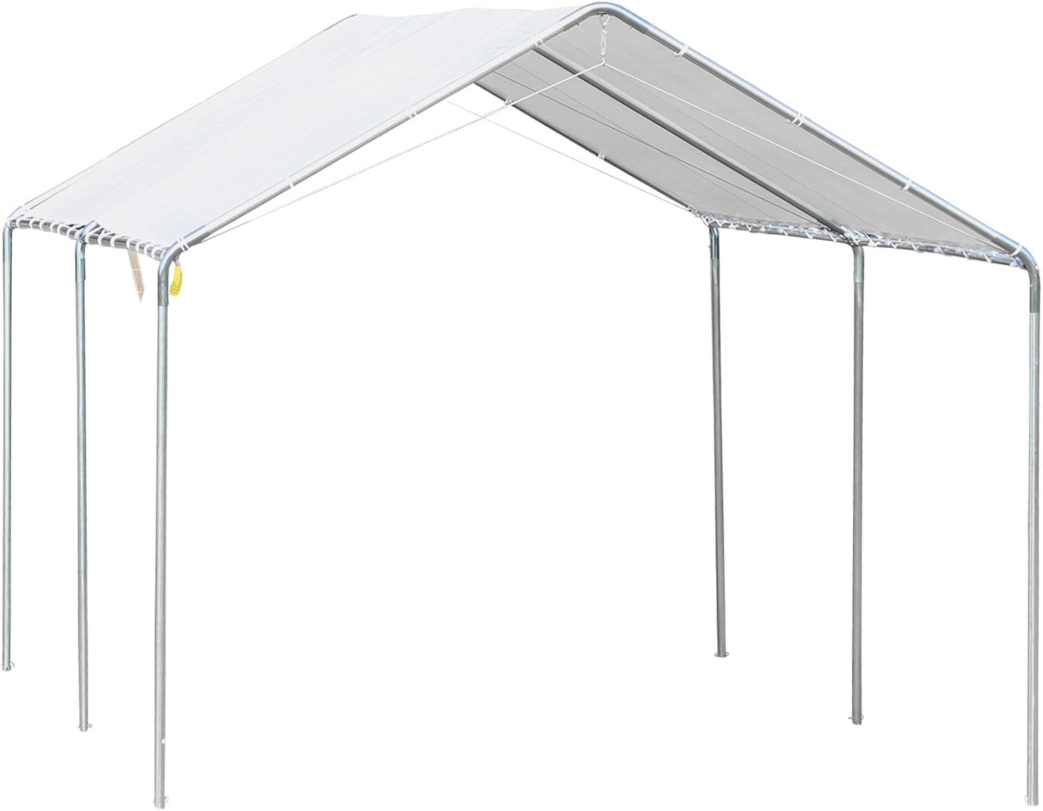 Outsunny Gazebo Copertura per Auto 6x3m in Acciaio Zincato, Tendone per Auto con Kit di Ancoraggio, Bianco
