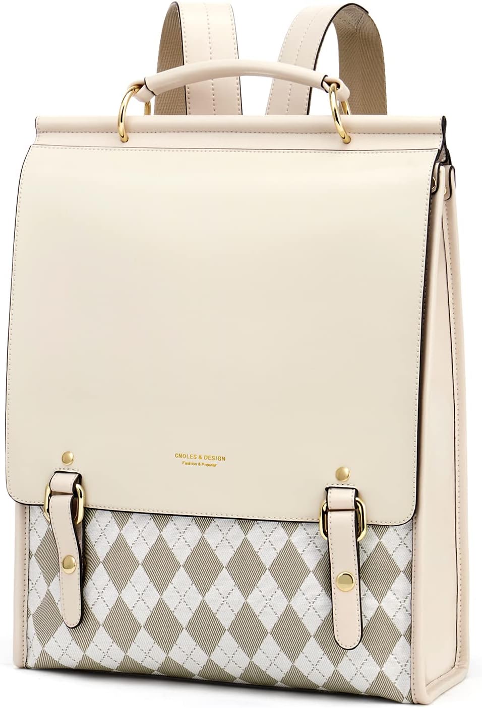 Cnoles Zaino in pelle da donna, alla moda, vintage, casual, università, viaggi, borse grandi, colore bianco