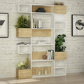 Dmora - Libreria Thetis, Scaffale da Ufficio, Mobile portalibri, Biblioteca, 120x25h171 cm, Bianco e Rovere