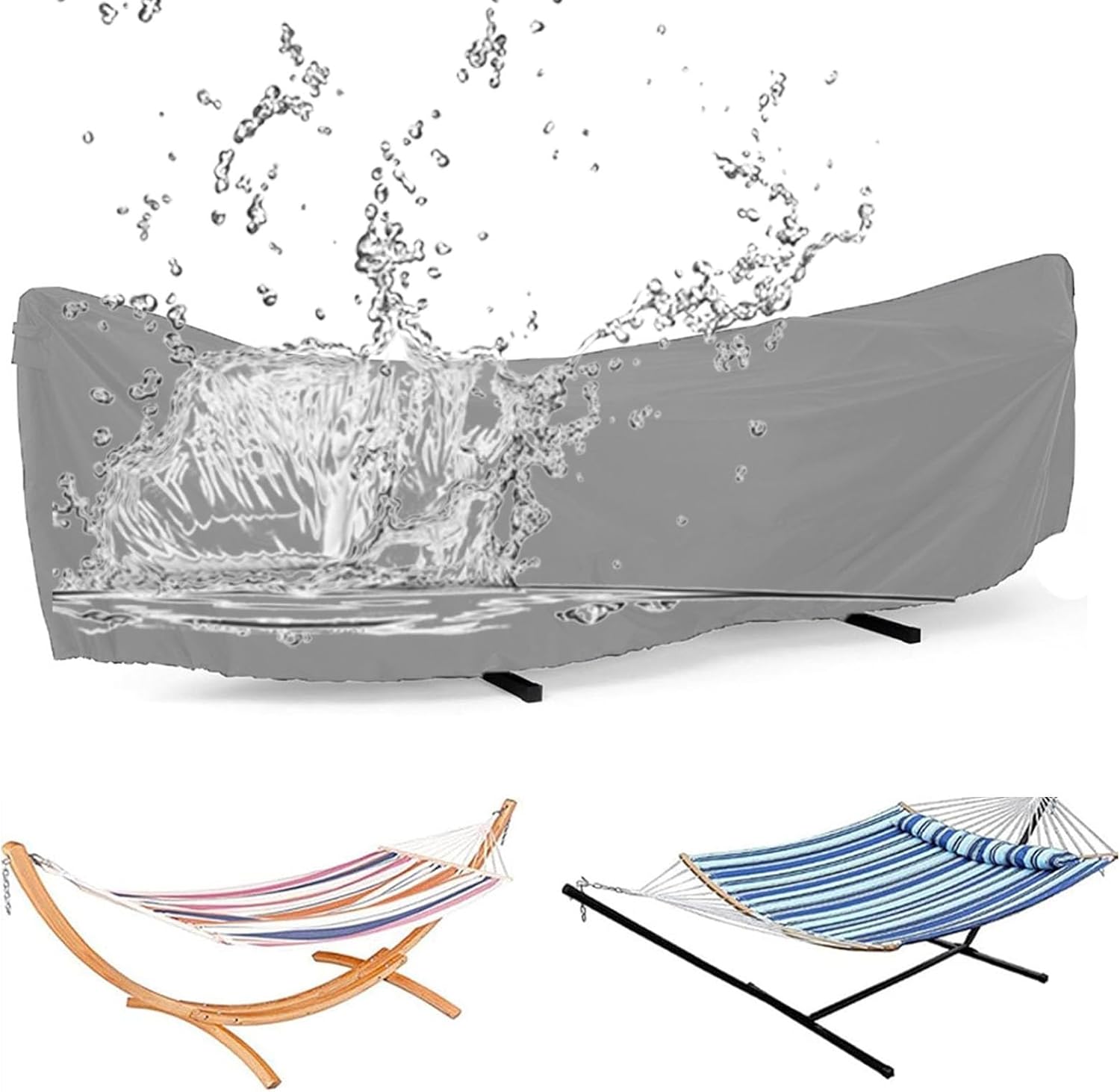 Copertura antipioggia impermeabile per amaca 210D, copertura di ricambio per amache doppie con supporto, resistente ai raggi UV e al vento, dimensioni 446 x 140 x 97 cm, ideale per il campeggio